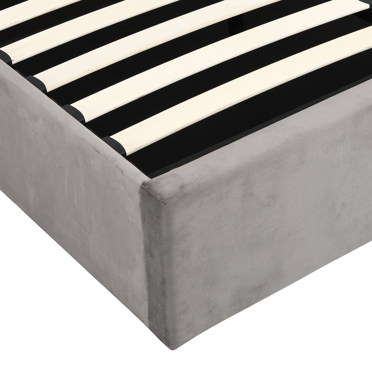 Hartwell Upholstered Ottoman Storage Bed with Nailhead Trim Headboard (Grey Velvet)
