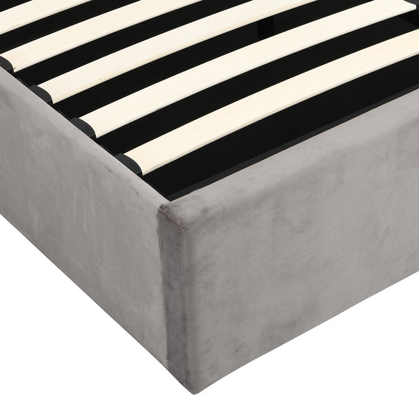 Hartwell Upholstered Ottoman Storage Bed with Nailhead Trim Headboard (Grey Velvet)