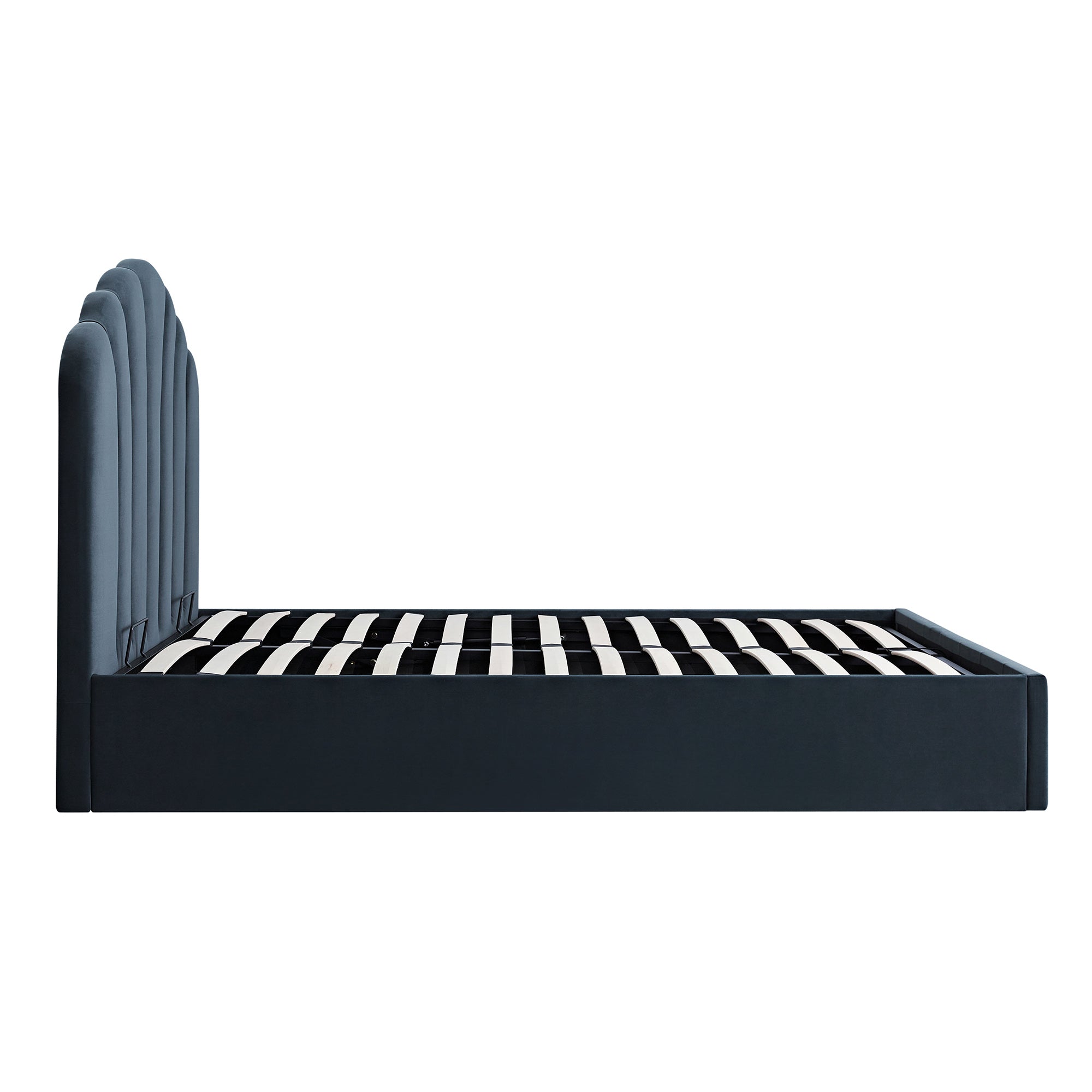 Hana Ottoman Storage Bed, Aegean Blue Velvet
