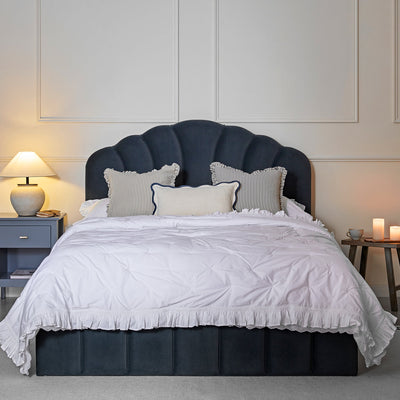 Hana Ottoman Storage Bed, Aegean Blue Velvet