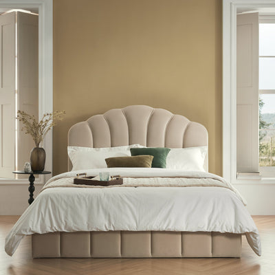 Hana Ottoman Storage Bed, Warm Stone Velvet