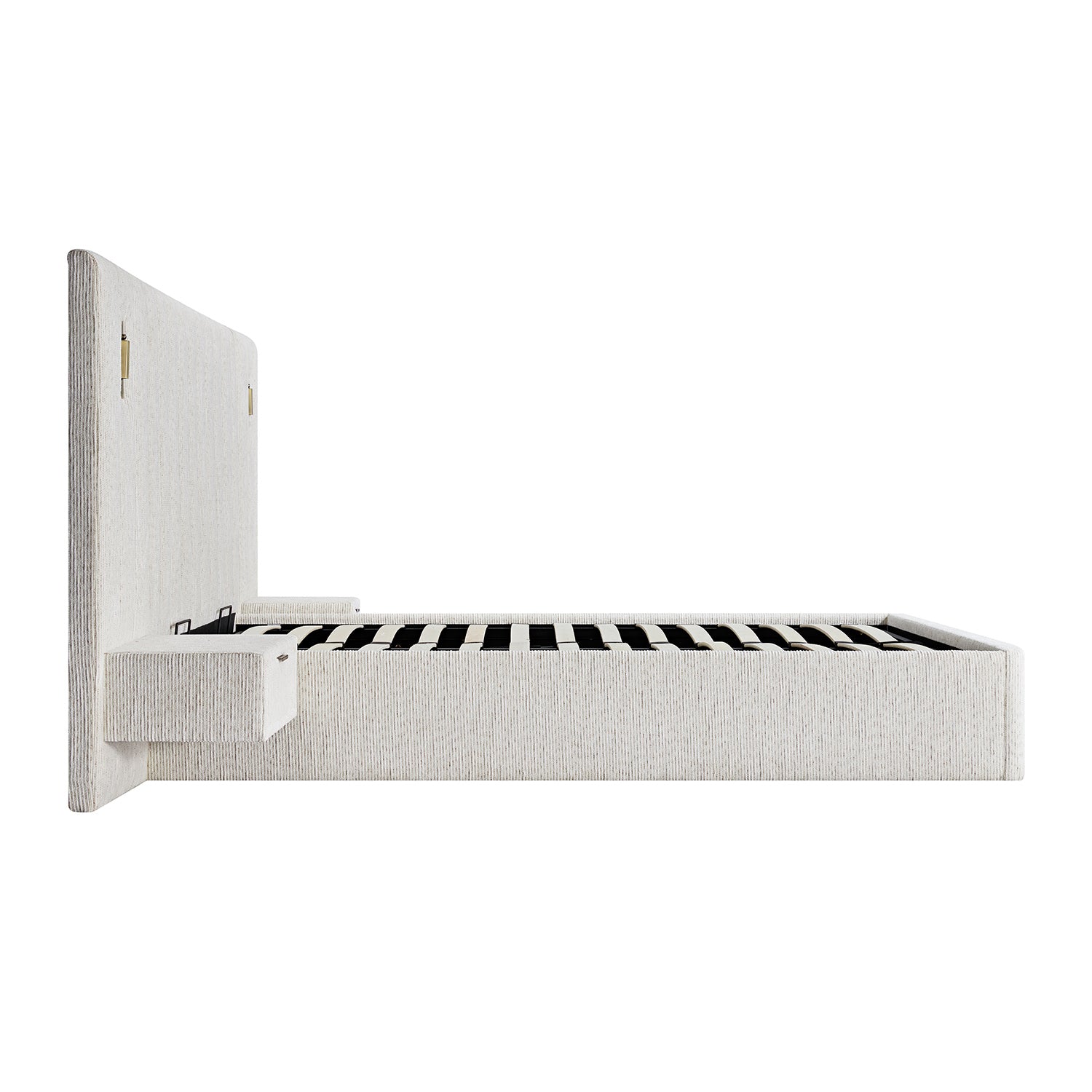 Tremezzo Oversized Ottoman Storage Bed, Beige Textured Fabric