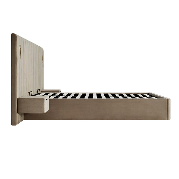 Tremezzo Oversized Ottoman Storage Bed, Taupe Velvet