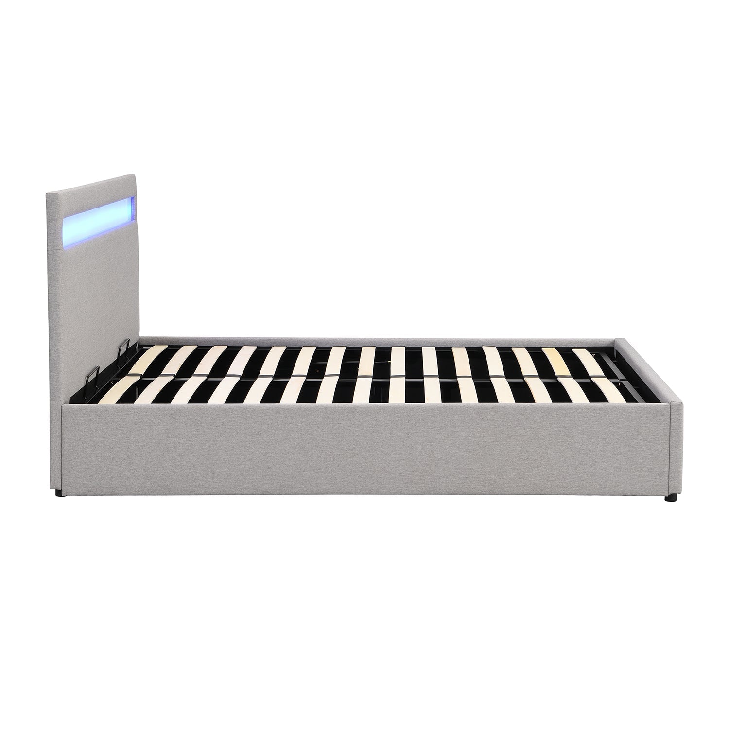Pimlico End Opening Ottoman Storage Bed Frame with Multi-colour LED Headboard (Grey Fabric)