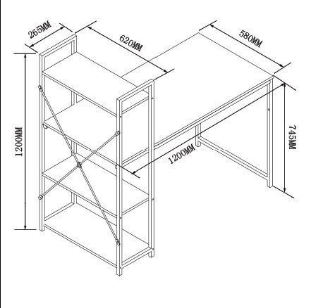 4-Tier Shelves Computer Workstation Desk, Natural Colour - daals