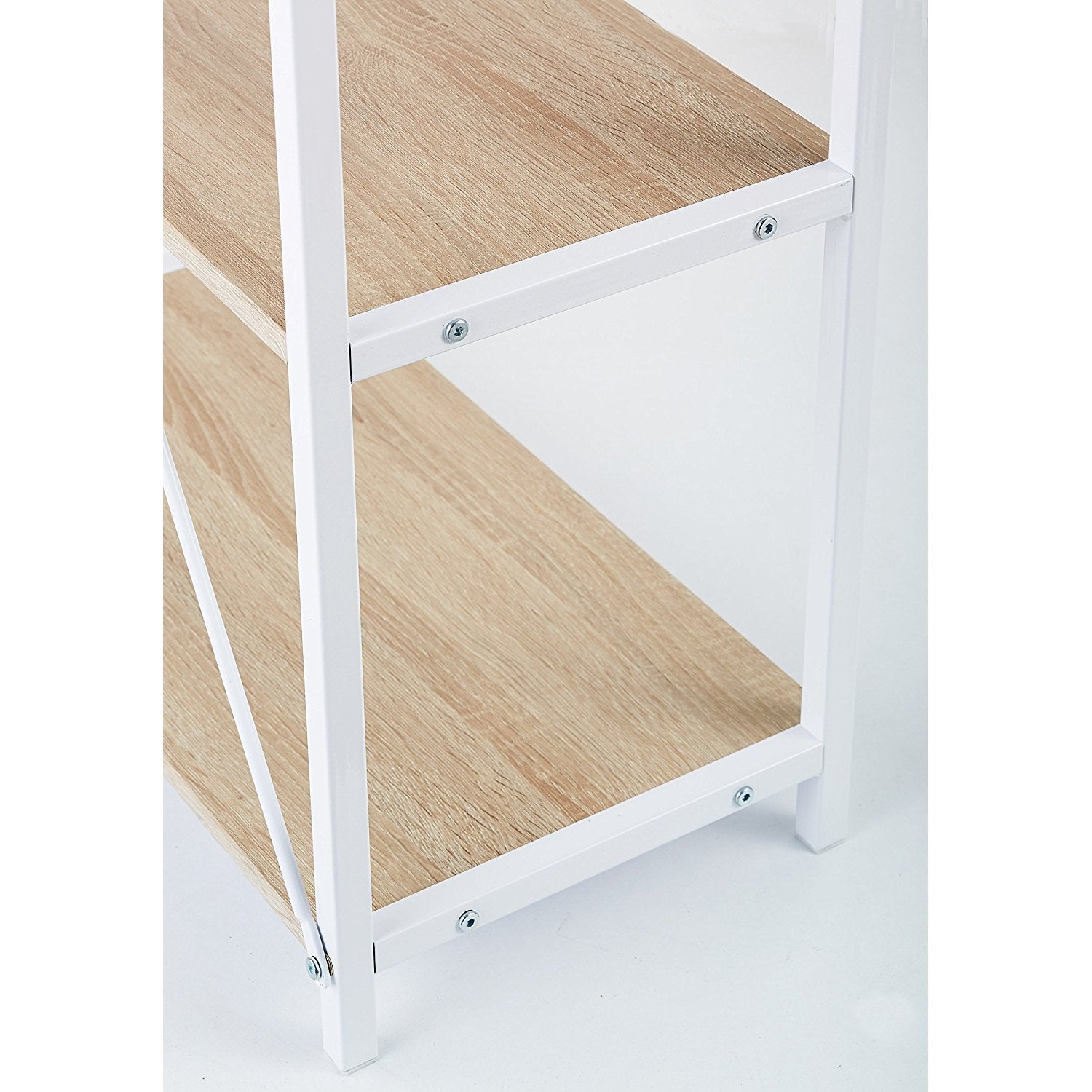 4-Tier Shelves Computer Workstation Desk, Natural Colour