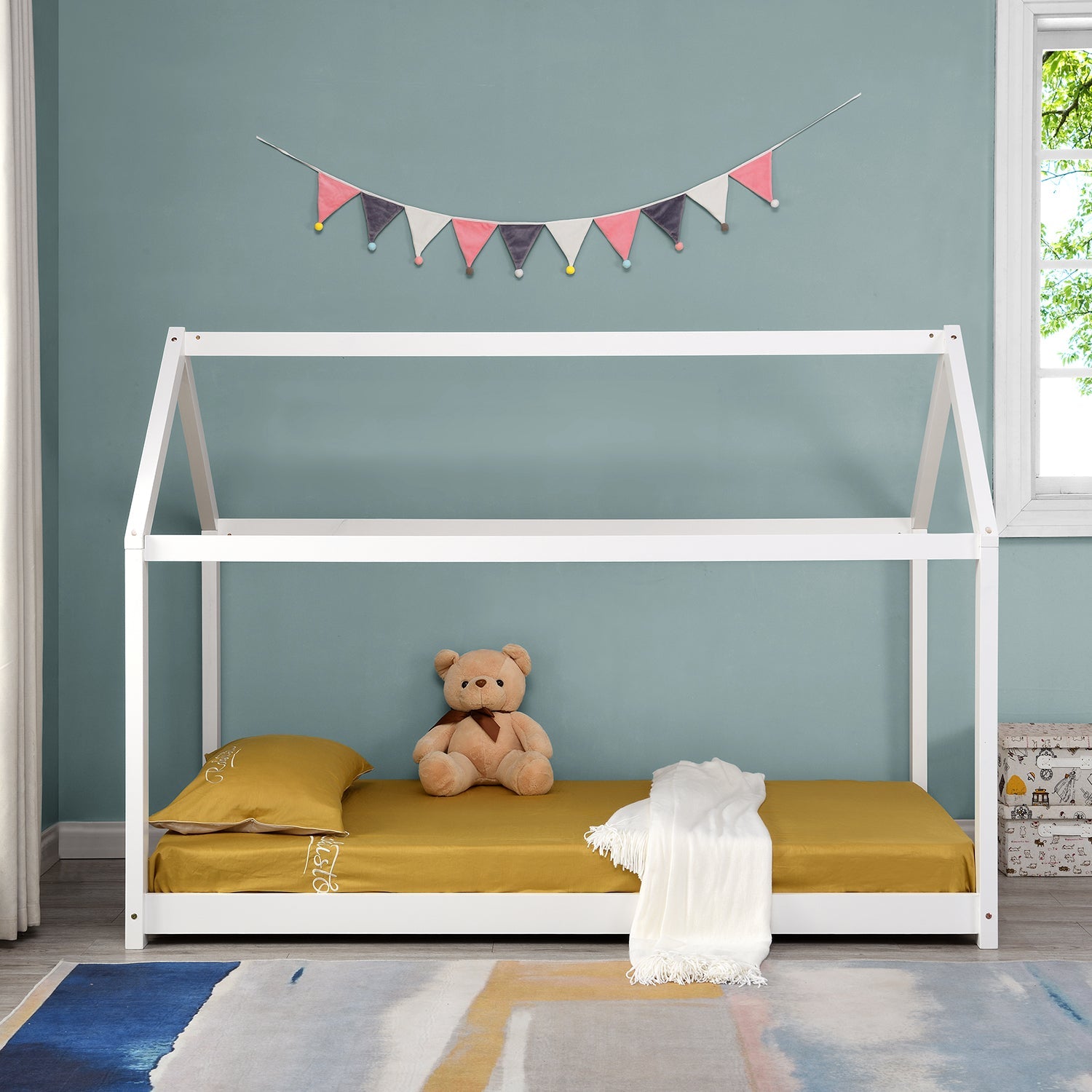 Bethwin Solid Wood Kid's House Bed in White