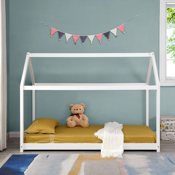 Bethwin Solid Wood Kid's House Bed in White