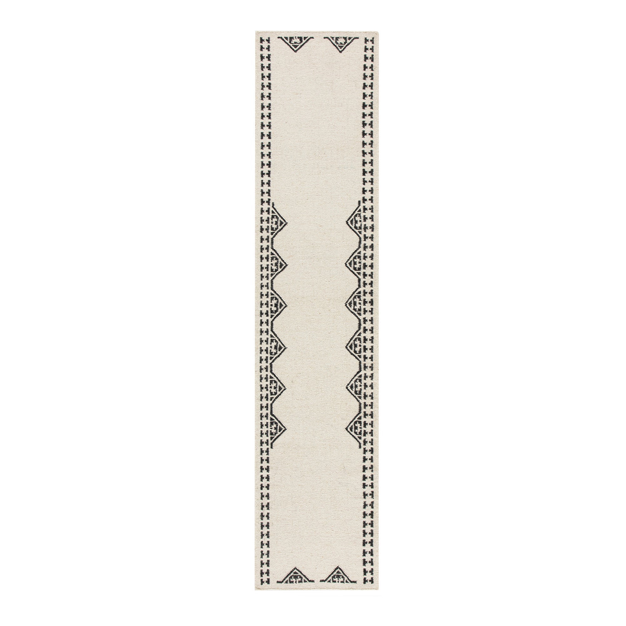 Atlan Cream & Black Handwoven Wool Runner