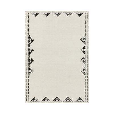 Atlan Cream & Black Handwoven Wool Rug