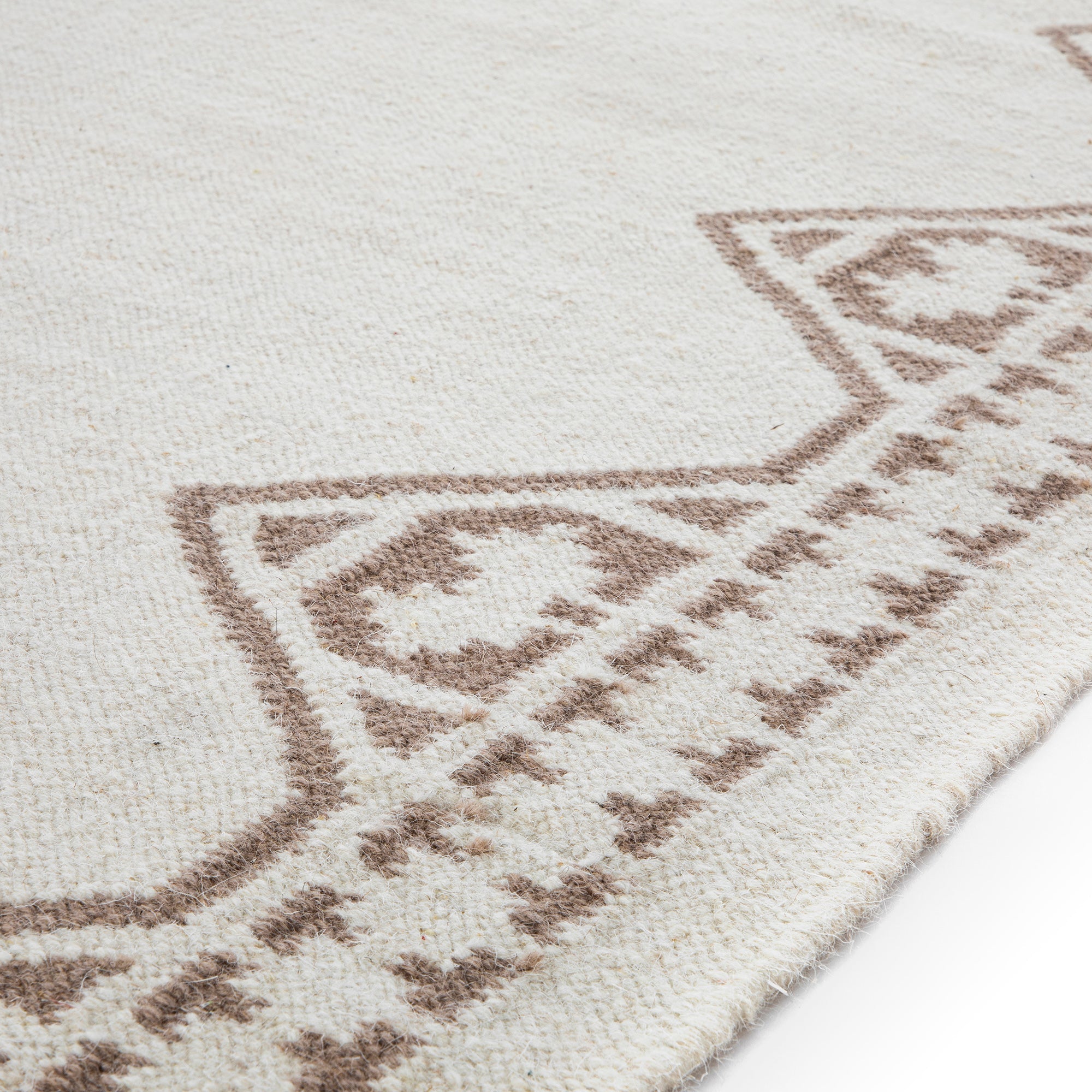 Atlan Cream & Taupe Handwoven Wool Rug