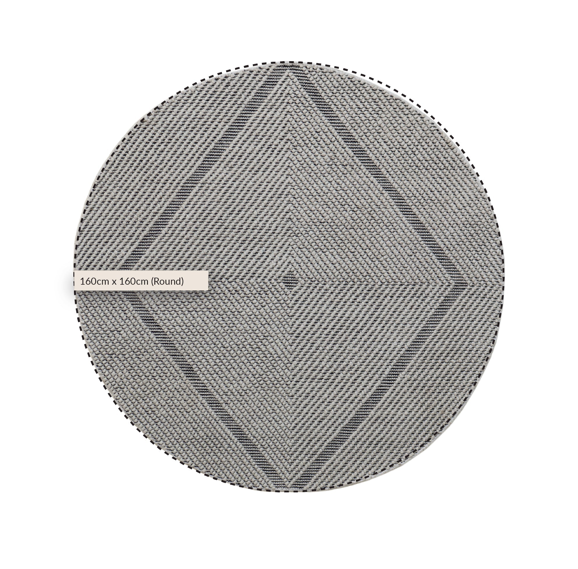 Avanti Handwoven Salt and Pepper Diamond Bobble Wool Round Rug