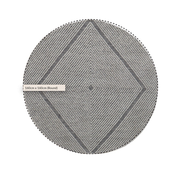 Avanti Handwoven Salt and Pepper Diamond Bobble Wool Round Rug