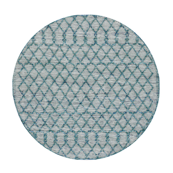 Avanti Handwoven Aquamarine Bobble Wool Round Rug