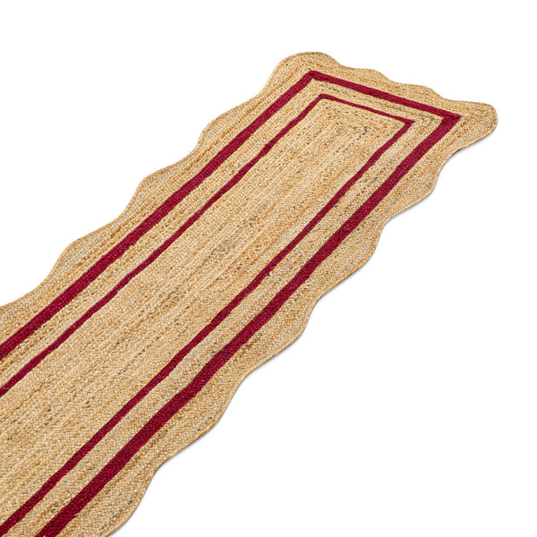 Evie Hand Braided Jute Scallop Scarlet Red Runner
