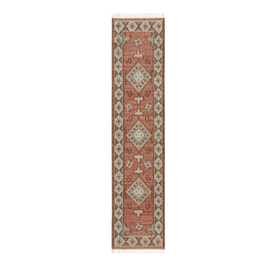 Farah Kilim Traditional Handwoven Wool & Jute Deep Red Runner