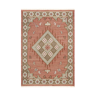 Farah Kilim Traditional Handwoven Wool & Jute Deep Red Rug
