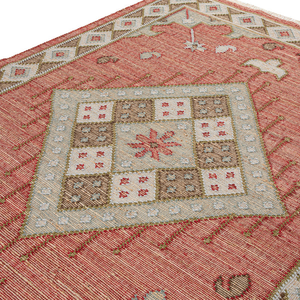 Farah Kilim Traditional Handwoven Wool & Jute Deep Red Rug