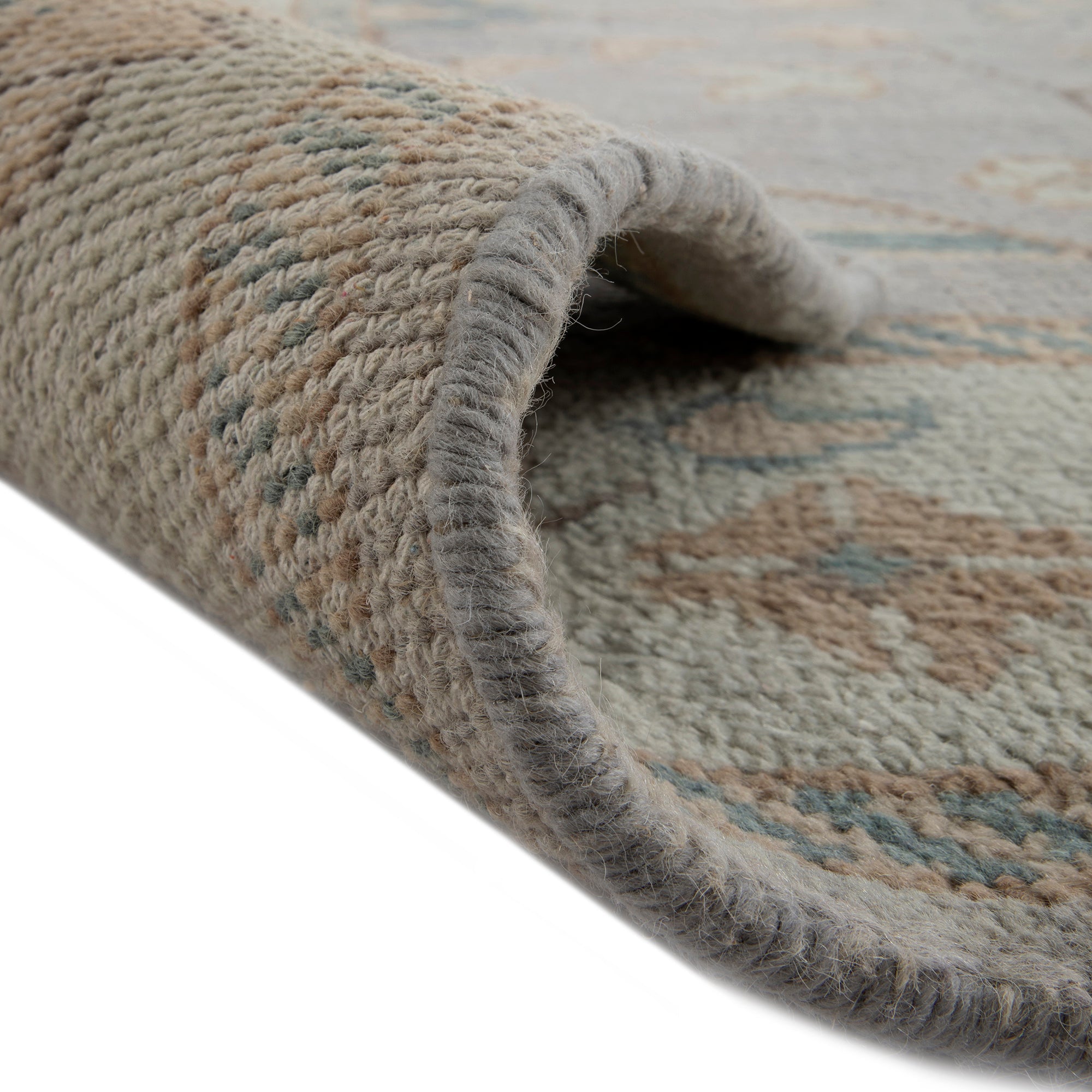 Premium Hand-Knotted Heritage Collection Florentine Ice Blue New Zealand Wool Rug