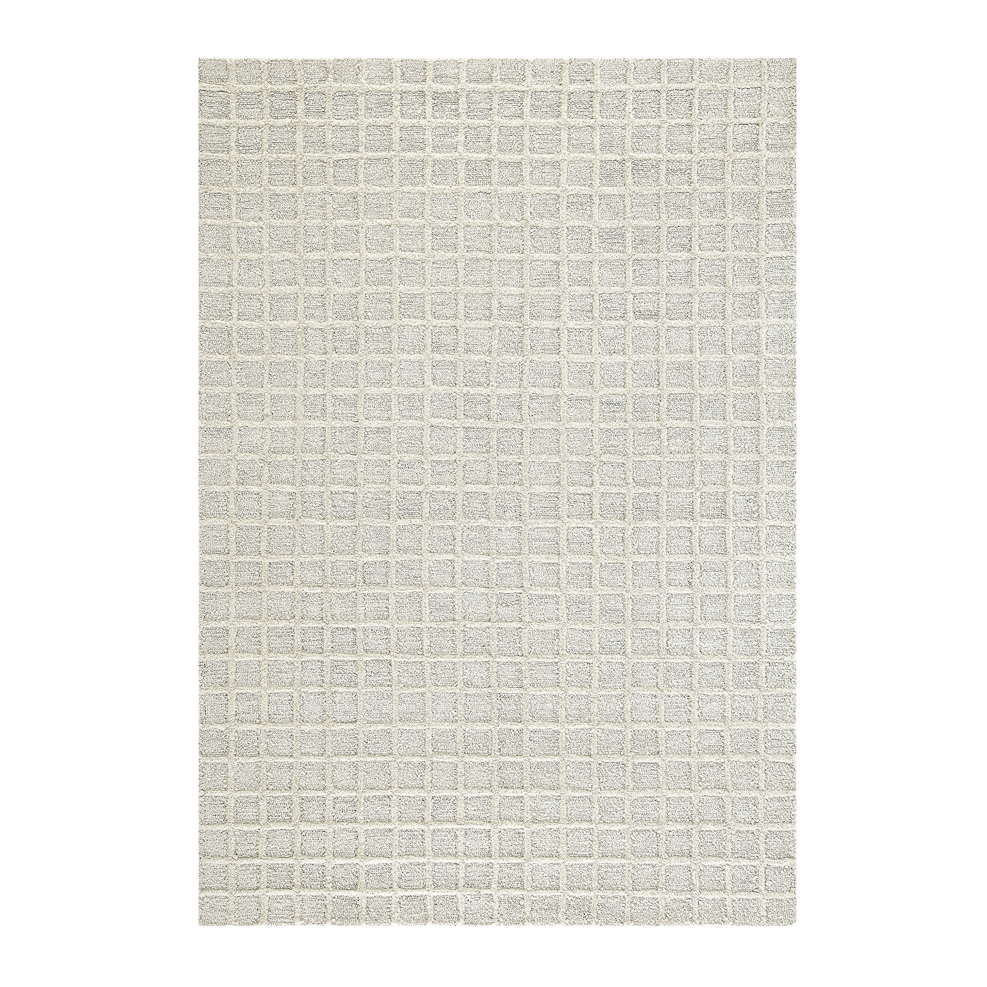 Harlem Cream Wool and Jute Checkered Hand Tufted Rectangular Rug