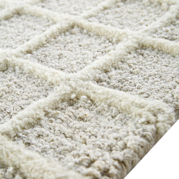 Harlem Cream Wool and Jute Checkered Hand Tufted Rectangular Rug