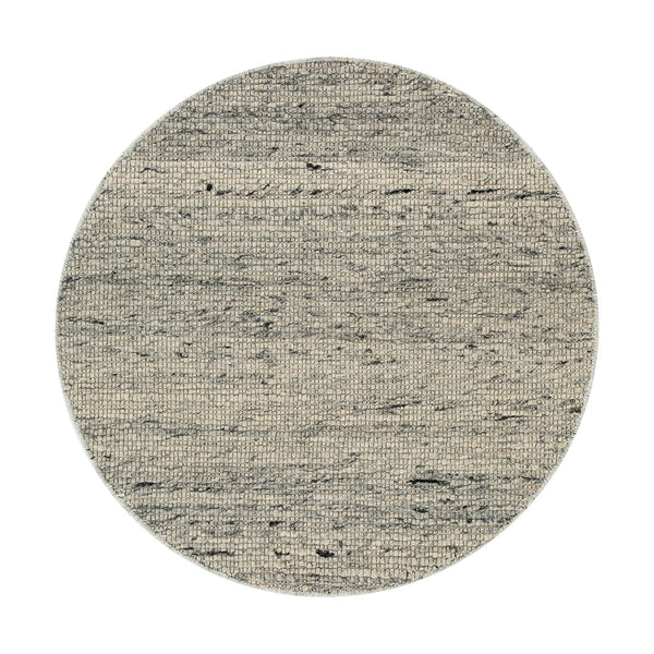 Indra Dark Grey Handwoven Wool Round Rug