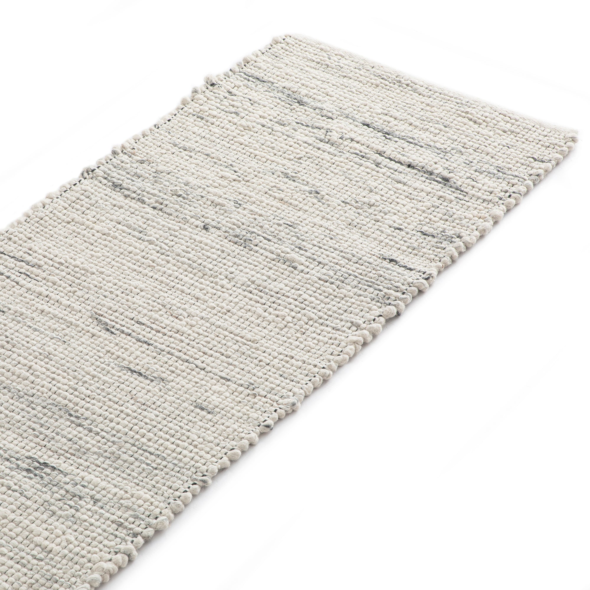 Indra Light Grey Handwoven Wool Runner
