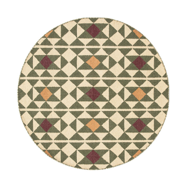 Kamala Geometric Handwoven Wool Round Rug