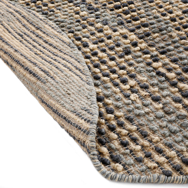 Kansas Bobble Grey Hemp & Cotton Handwoven Round Rug