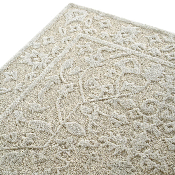 Lourdes Hand Tufted and Textured Cream Wool Rug