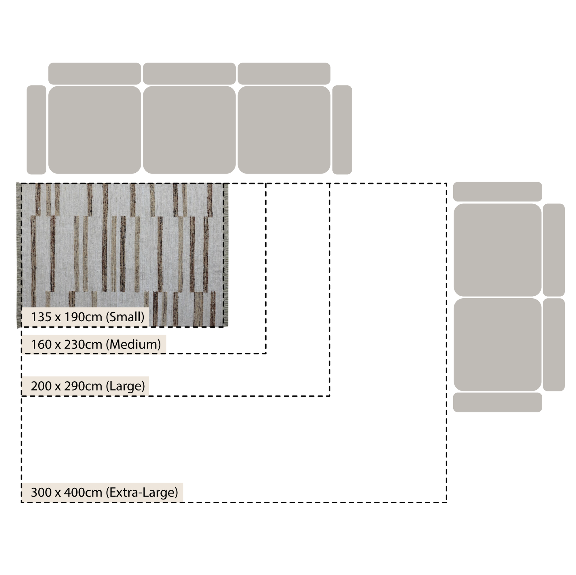 Noa Linear Cream Handwoven Wool Rug