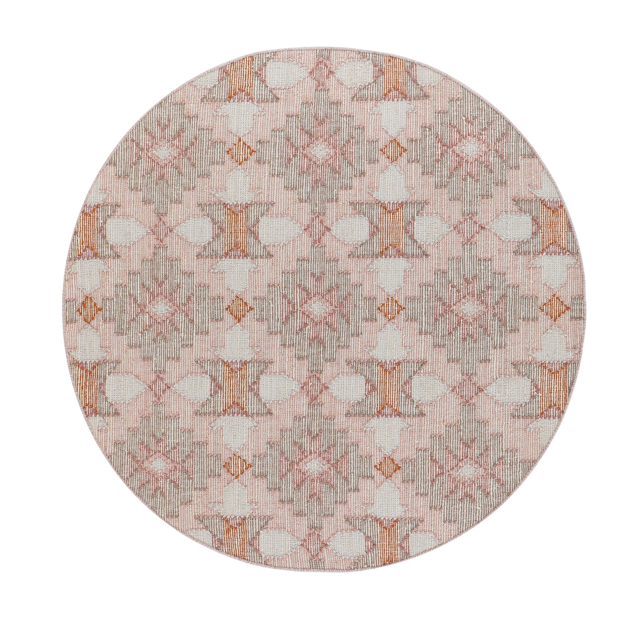 Yasmin Kilim Pink Handwoven Wool & Jute Round Rug