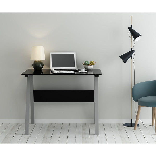 Tempered Glass Top Computer Desk 100 x 70 x 75 cm, Black - daals
