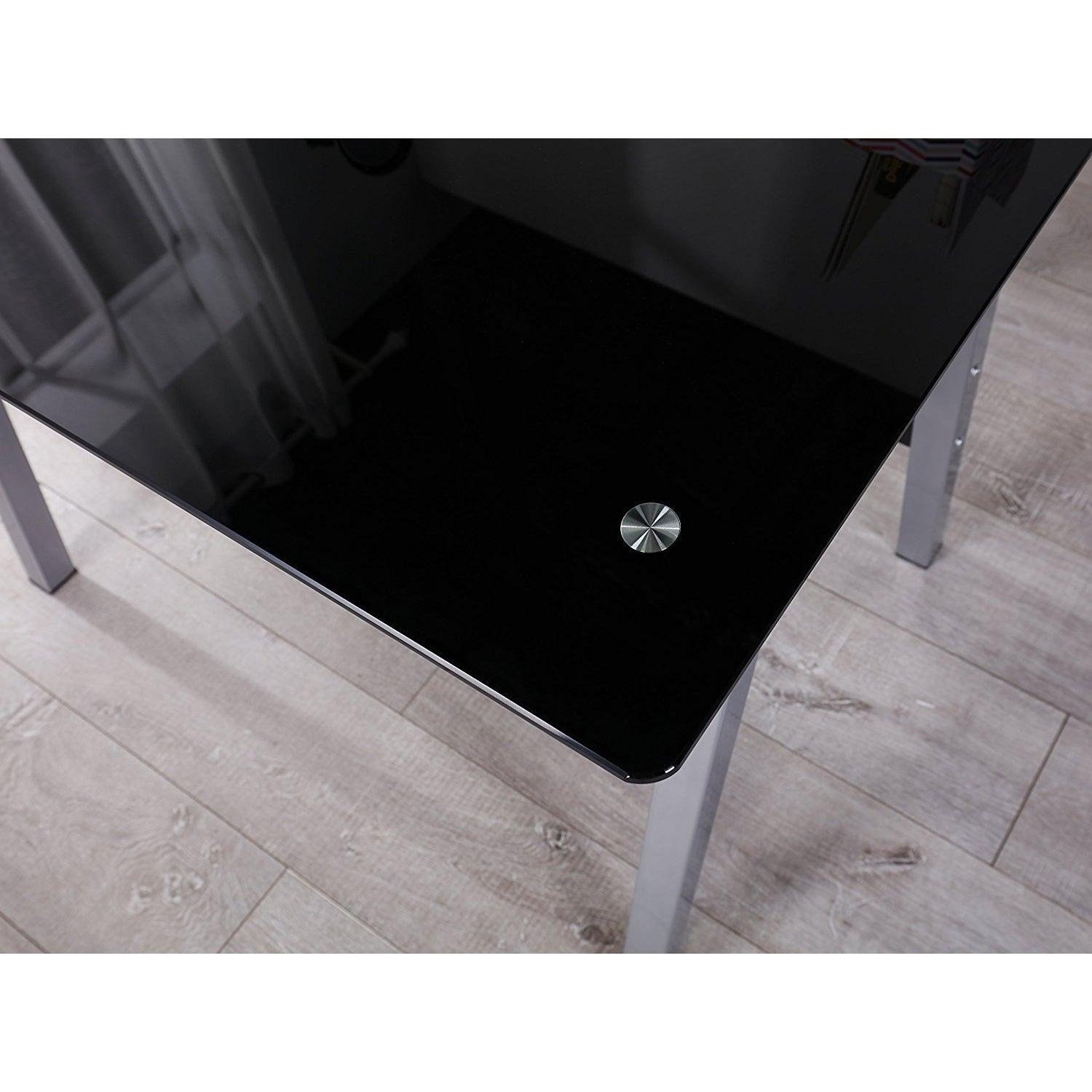 Tempered Glass Top Computer Desk 100 x 70 x 75 cm, Black