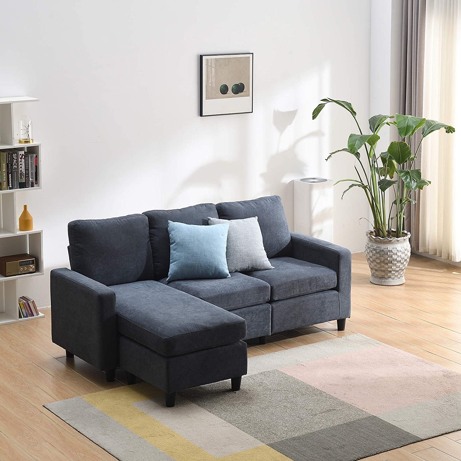 Campbell 3 Seater Sofa with Reversible Chaise in Dark Grey