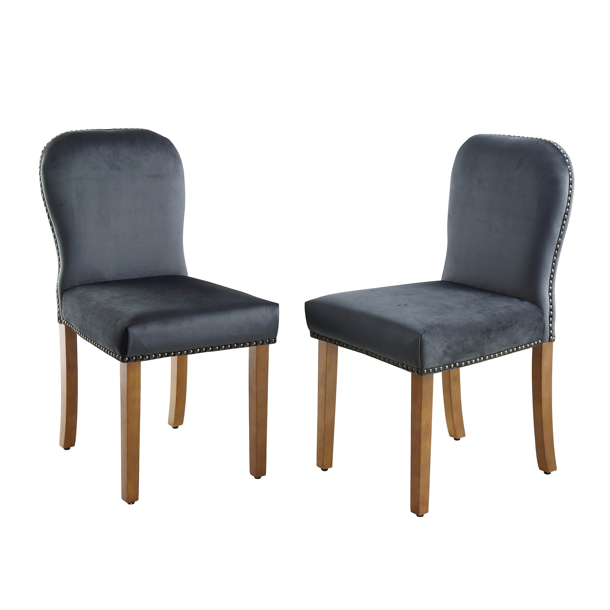 Stanway Set of 2 Grey Velvet Dining Chairs