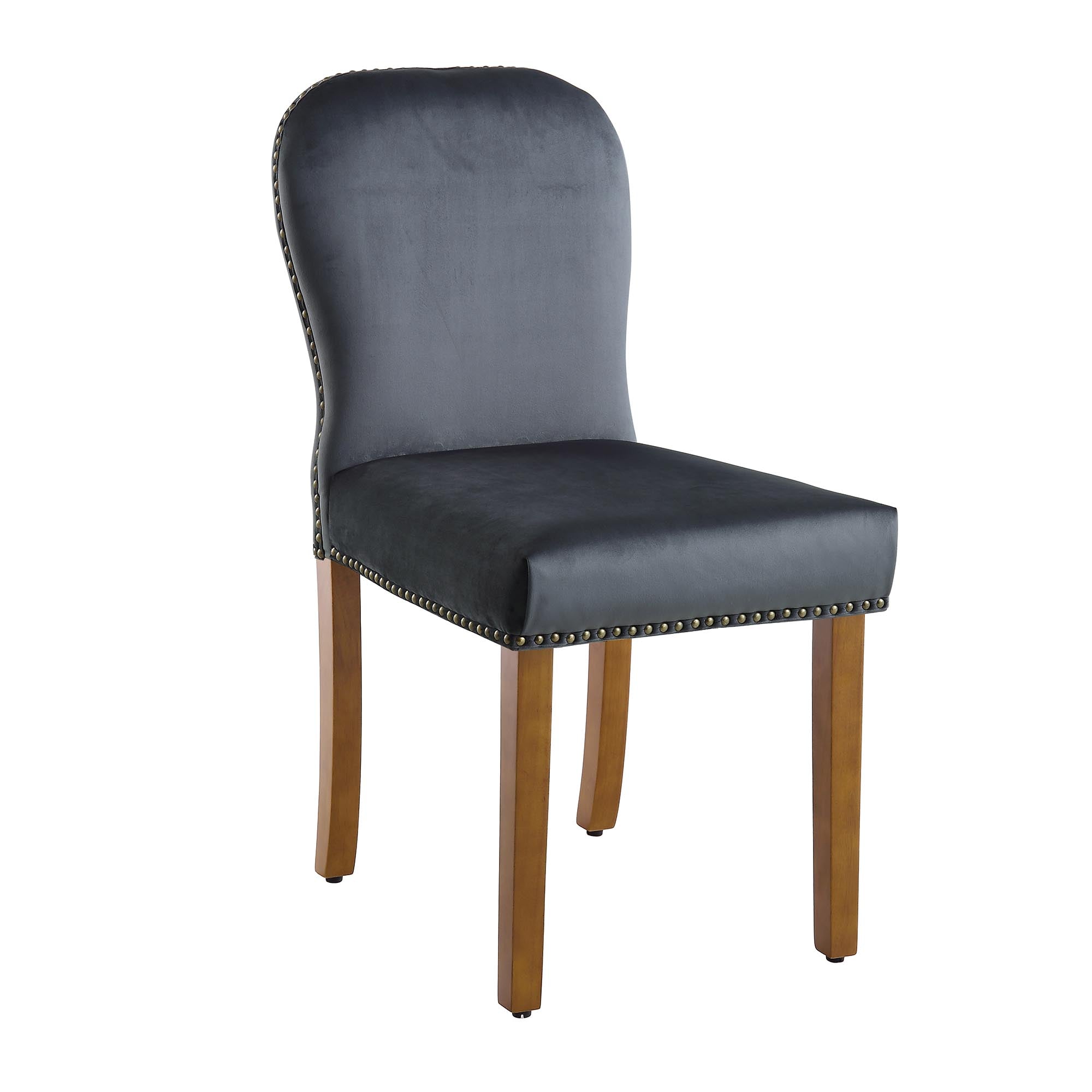 Stanway Set of 2 Grey Velvet Dining Chairs