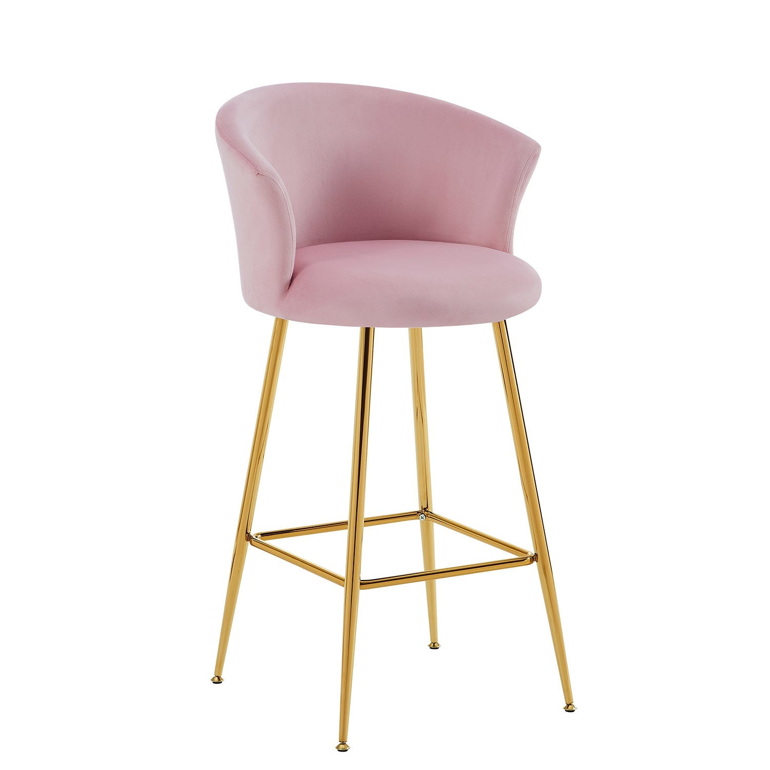 Kylie Set of 2 Pink Velvet Bar Stools