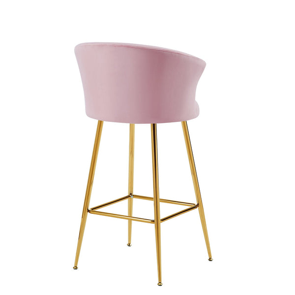 Kylie Set of 2 Pink Velvet Bar Stools