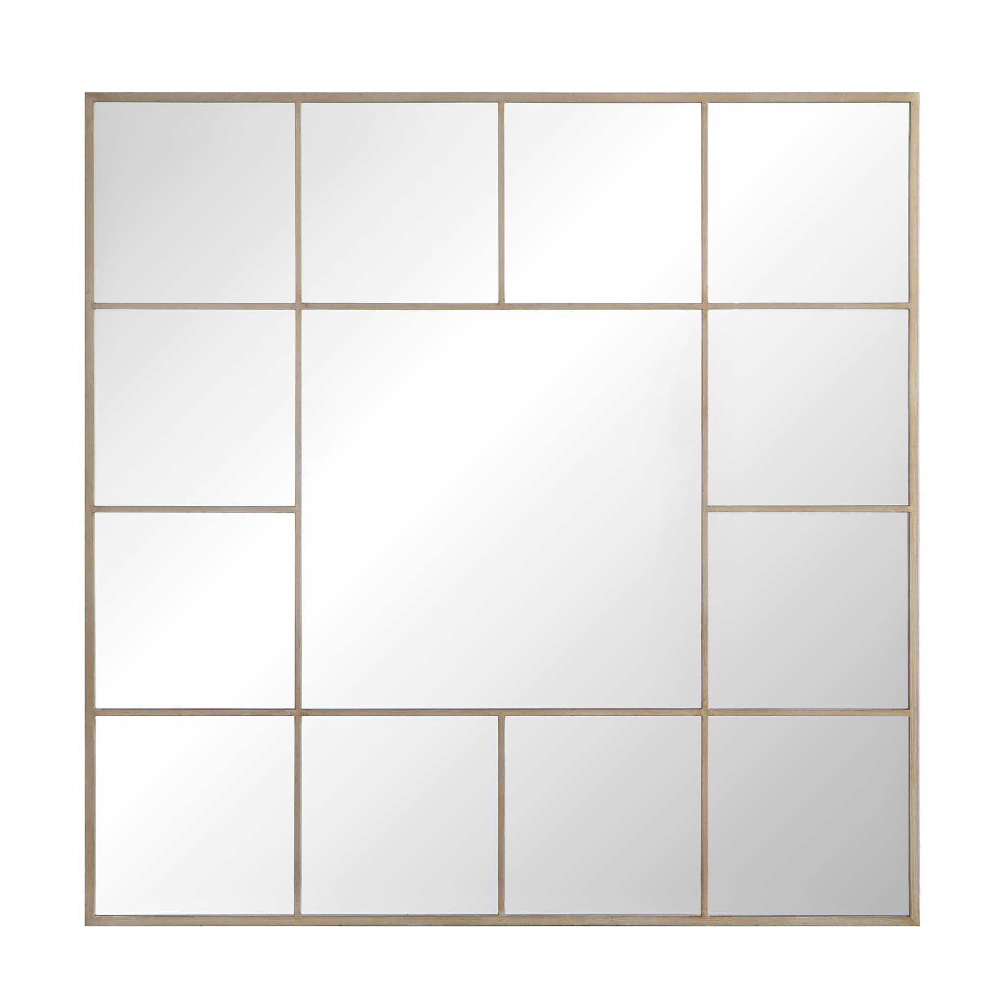 Herbert Industrial Metal Window Mirror 120 x 120 cm, Antique Silver Effect