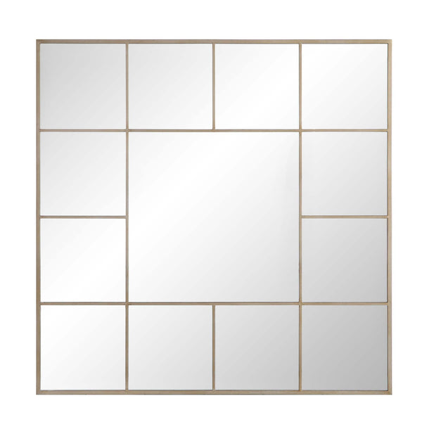 Herbert Industrial Metal Window Mirror 120 x 120 cm, Antique Silver Effect