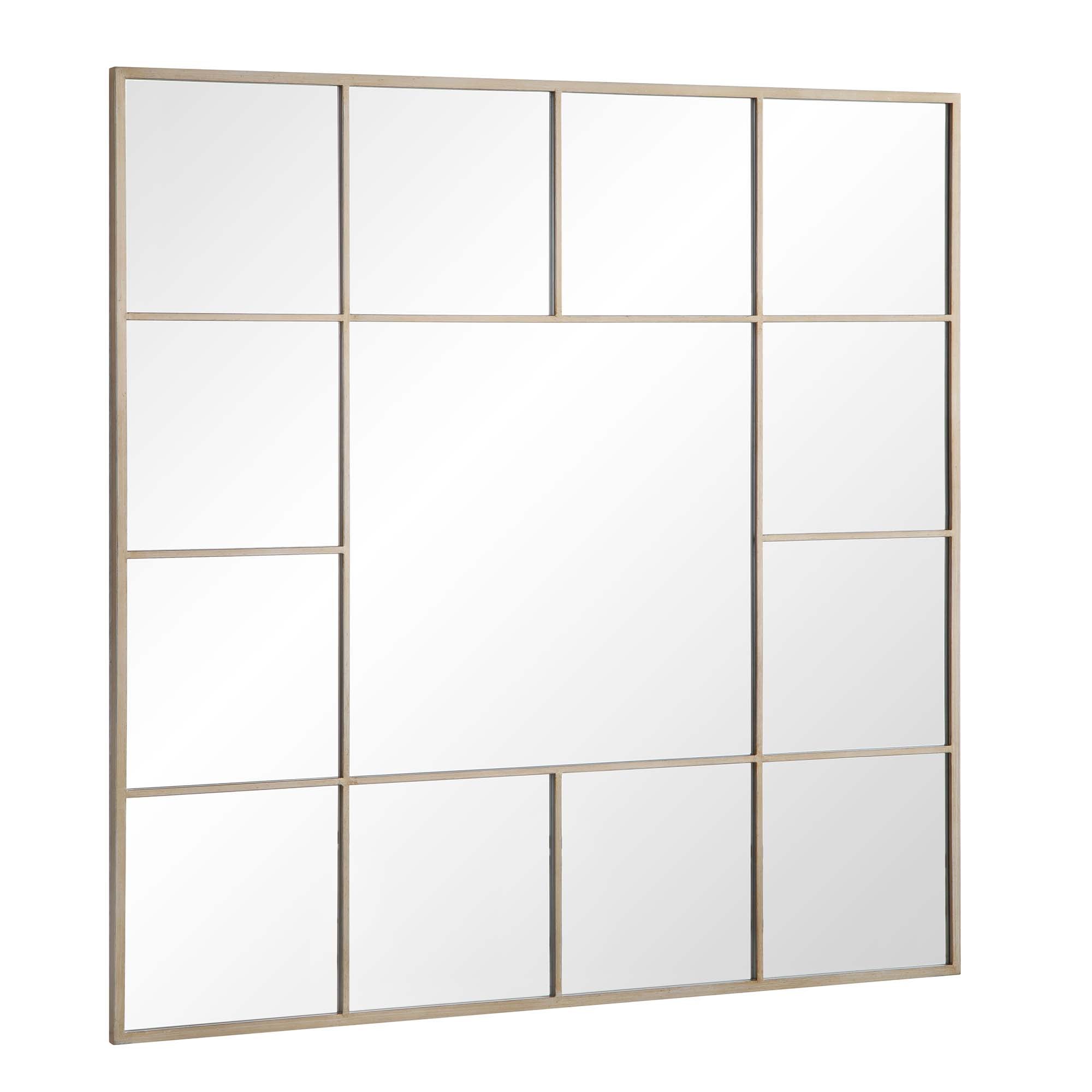 Herbert Industrial Metal Window Mirror 120 x 120 cm, Antique Silver Effect
