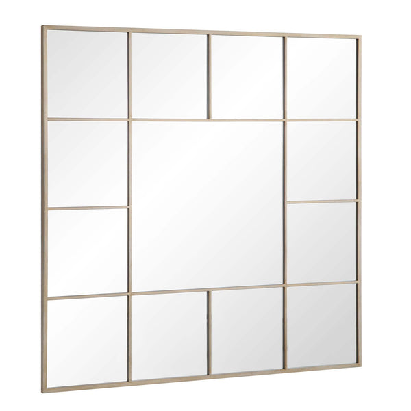 Herbert Industrial Metal Window Mirror 120 x 120 cm, Antique Silver Effect
