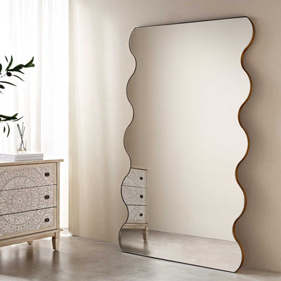 Luisa Wavy Curved Full length Mirror 180 x 110 cm, Gold
