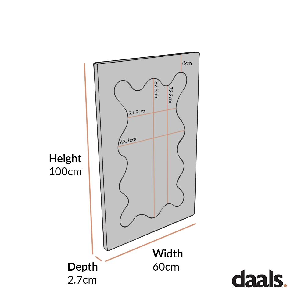 Destin Wave Mirror 100 x 60 cm, Taupe Gloss