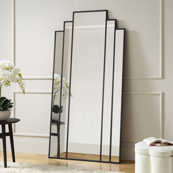 Sonia Black Metal Frame Art Deco Full Length Floor Mirror 179 x 80 cm