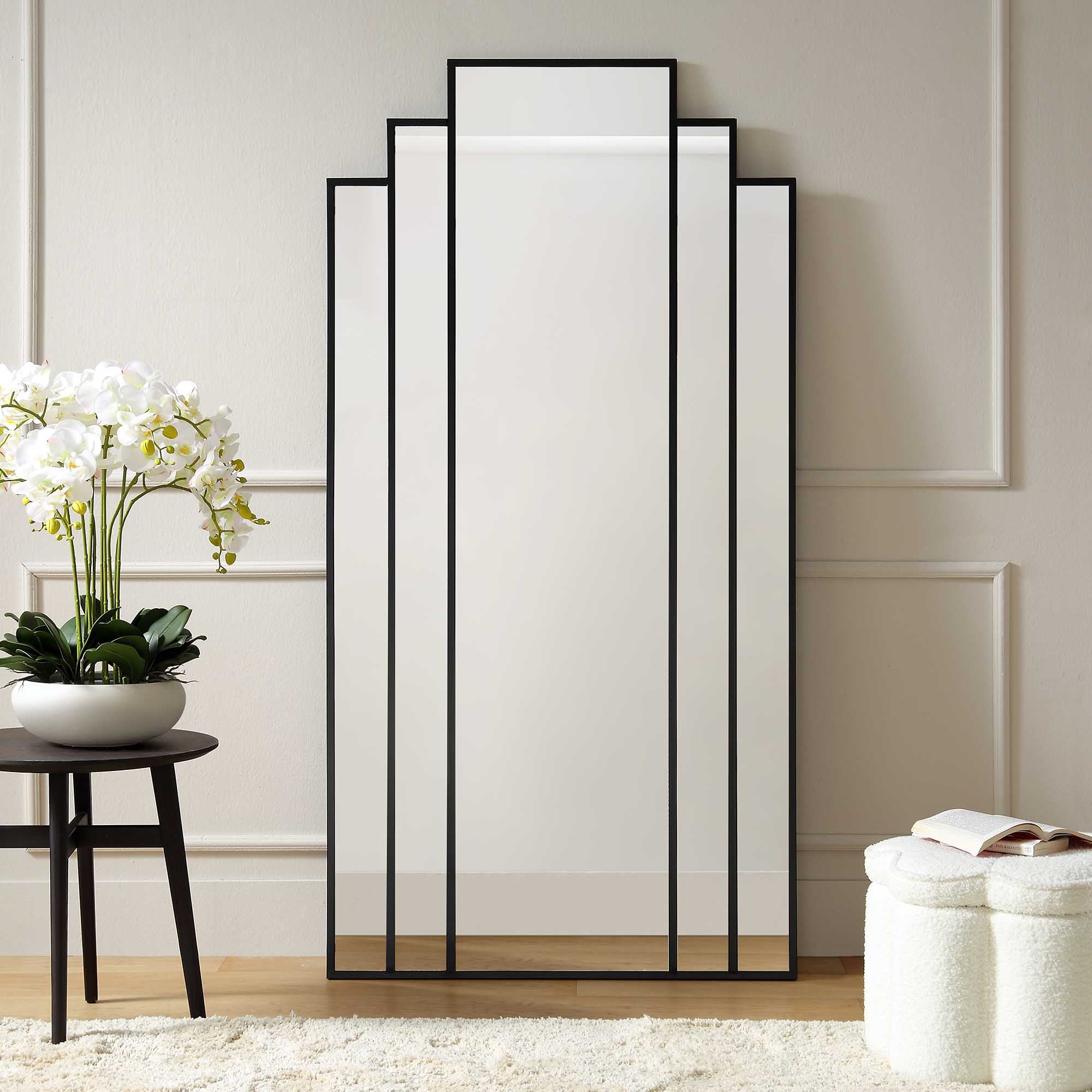 Sonia Black Metal Frame Art Deco Full Length Floor Mirror 179 x 80 cm
