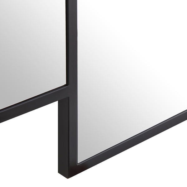 Sonia Black Metal Frame Art Deco Square Wall Mirror 90 x 90 cm