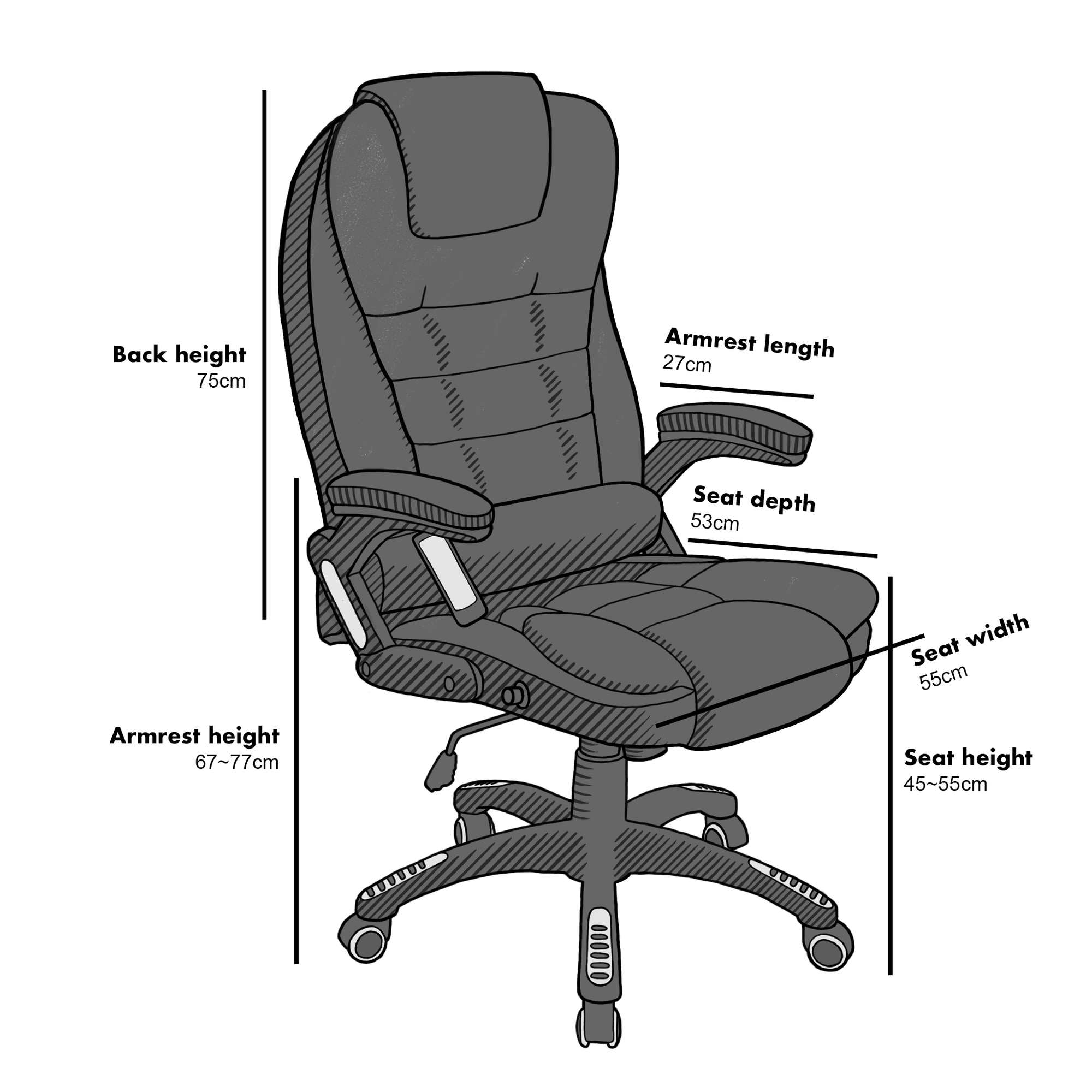 Executive Recline Padded Swivel Office Chair with Vibrating Massage Function, MM17 Cream