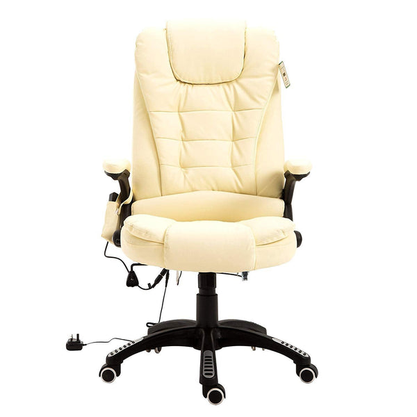 Executive Recline Padded Swivel Office Chair with Vibrating Massage Function, MM17 Cream - daals